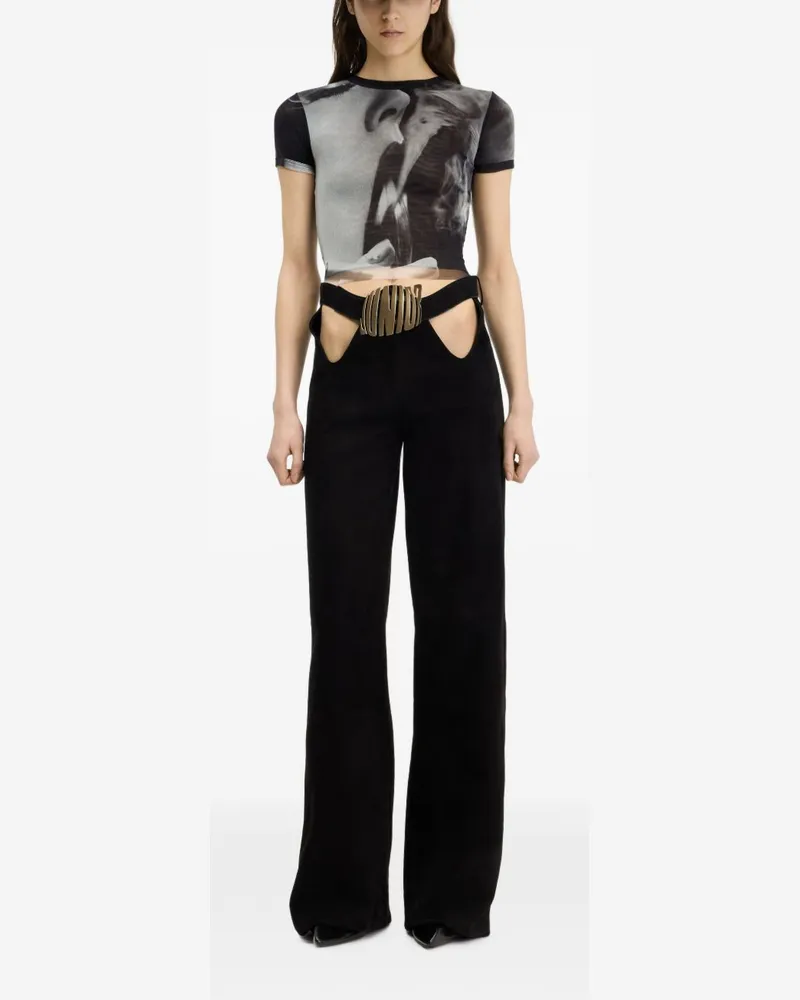 Jean Paul Gaultier Smoking Women Print T-shirt — Black Black