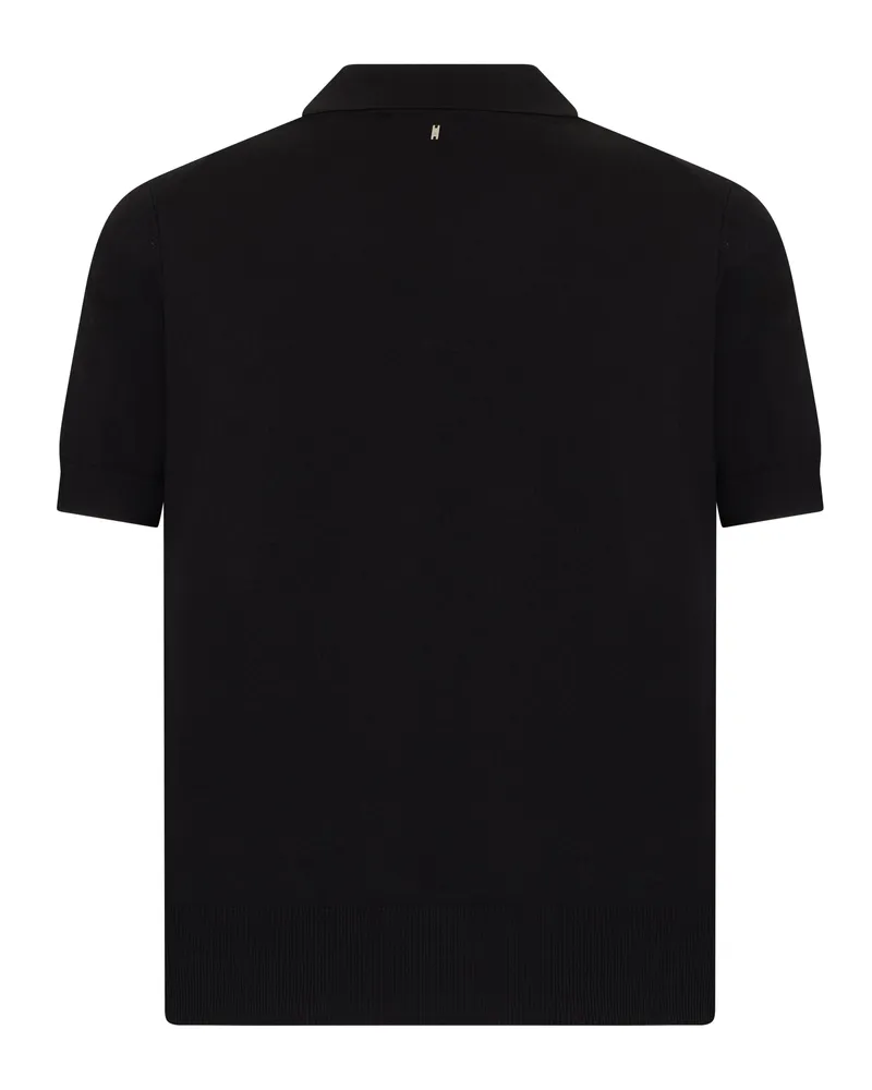 AMI Paris Men's Short-Sleeved Wool Polo Shirt Black T-shirts And Polos Black