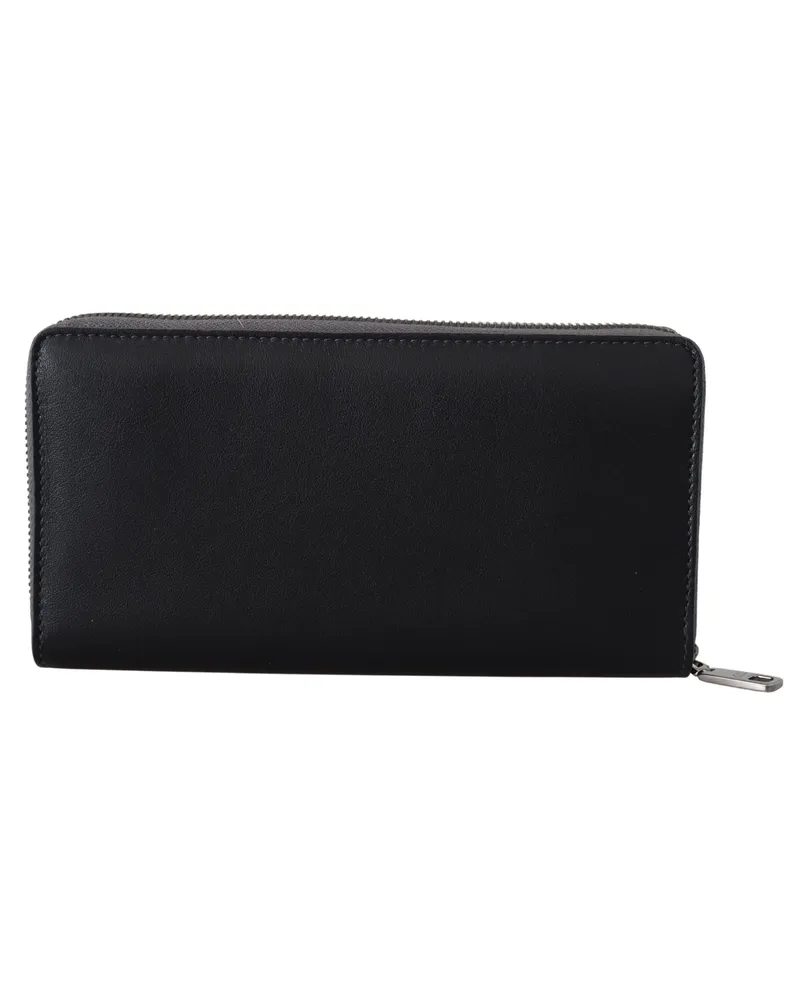 Dolce & Gabbana Men's Black Zip Around Continental Clutch Leather Wallet And Gray Black