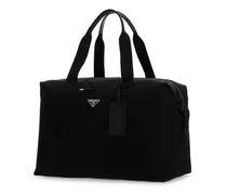 Recycled Nylon & Calf Leather Top Handle Bag — Black