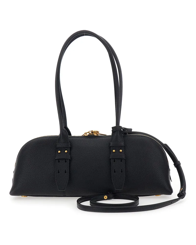 Pinko Women's Handbag Bowling Horizontal Black Leather Shoulder Bags Black