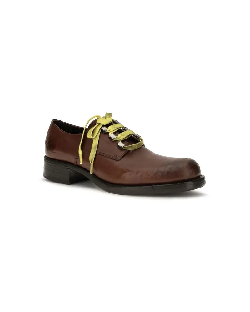 Prada Calf Leather Lace-Up Loafer — Brown Brown