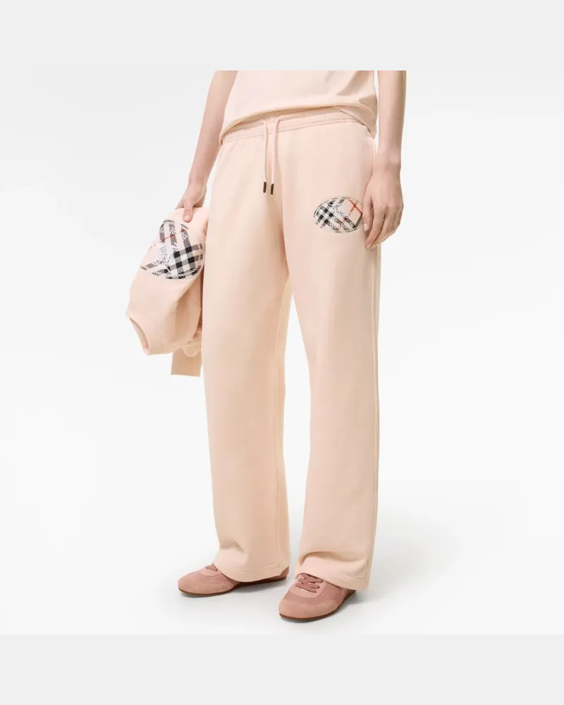 Burberry Check-Trim Joggers — Pink Pink