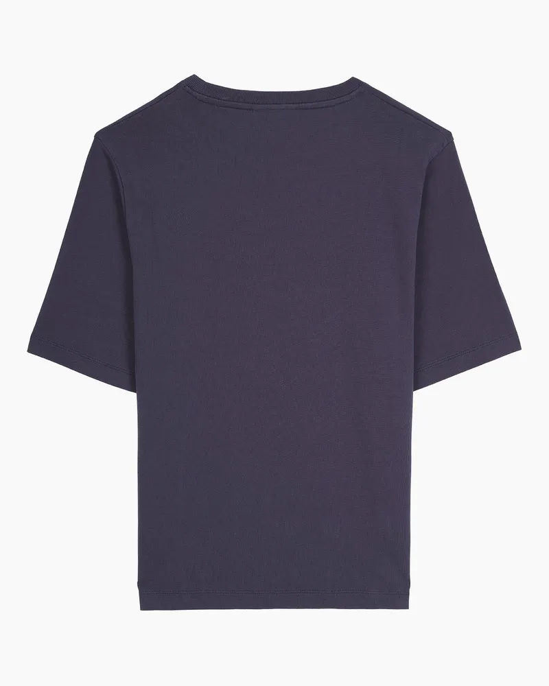 Kitsuné Embroidered Floral Logo T-Shirt — Blue Blue