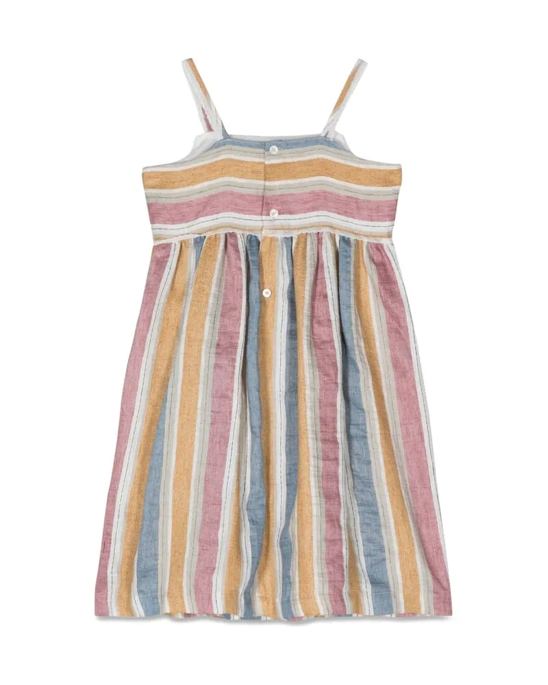 Il Gufo Striped Linen-Blend Dress — Multicolor Multicolor