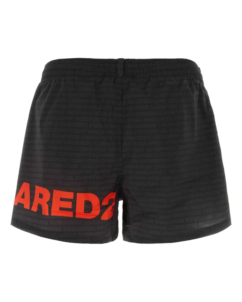 Dsquared2 Men's Printed Polyester Swimming Shorts Blackorange Costumi Da Bagno Swimwear Black