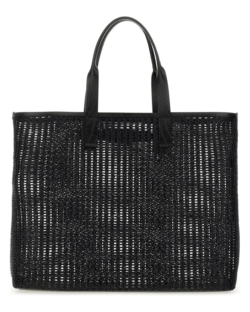 Dolce & Gabbana Woven Mesh Cotton Tote Bag — Black Black