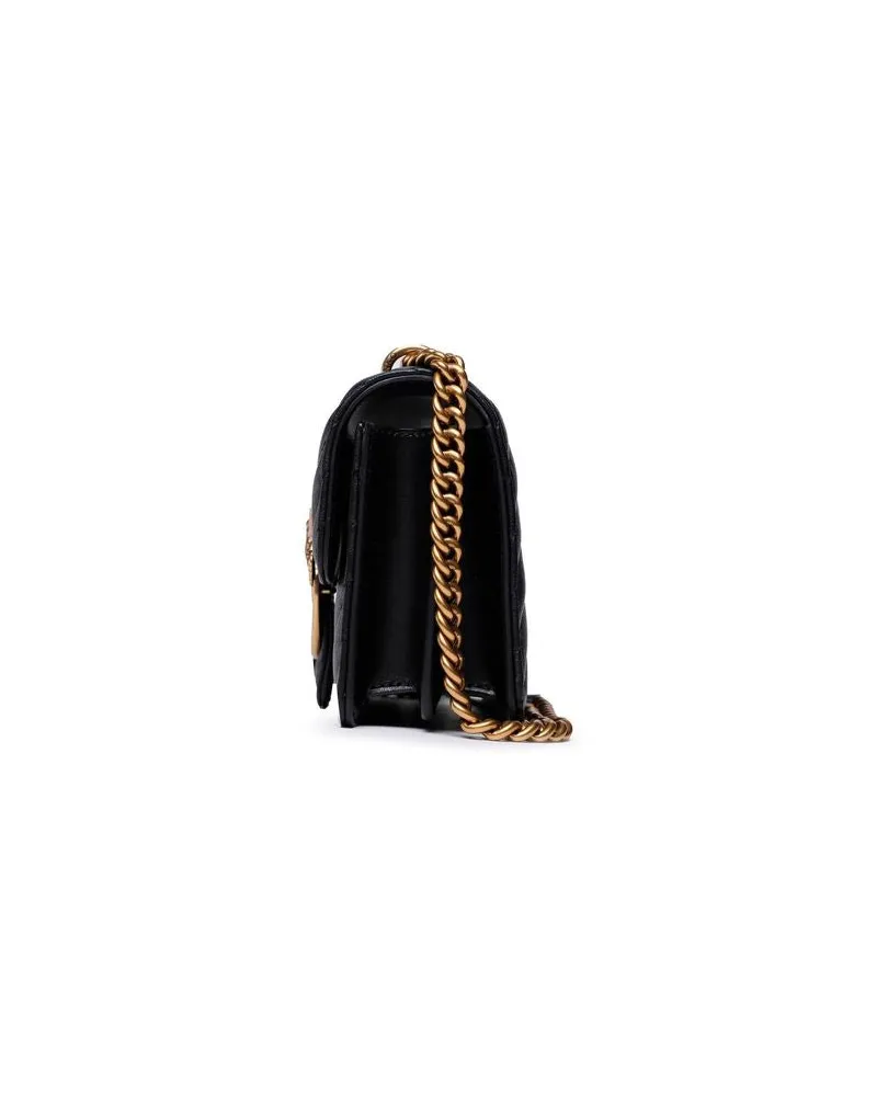 Pinko Nappa Leather Crossbody Bag — Black Black
