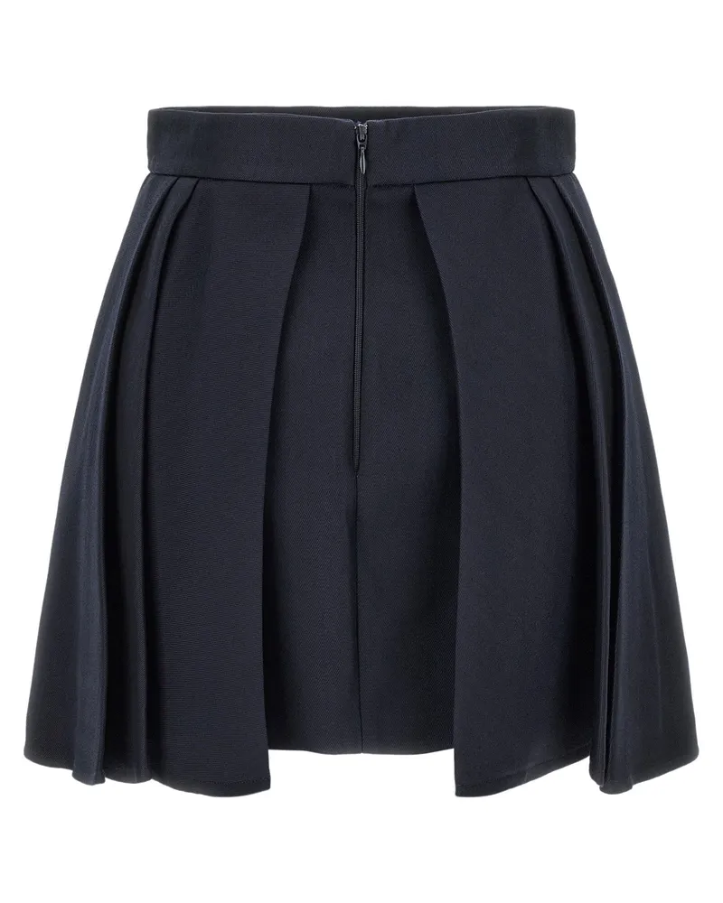 Elisabetta Franchi Fresh Wool Pleated Skirt — Navy Navy