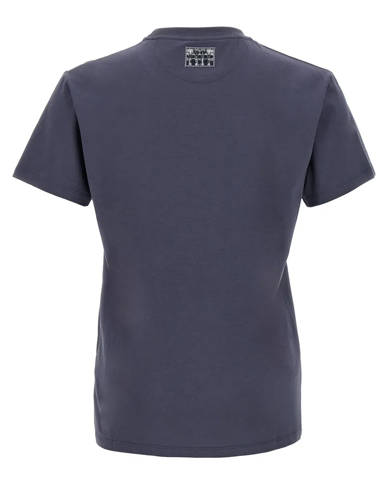 Fendi Logo-Embroidered Cotton T-Shirt — Navy Navy