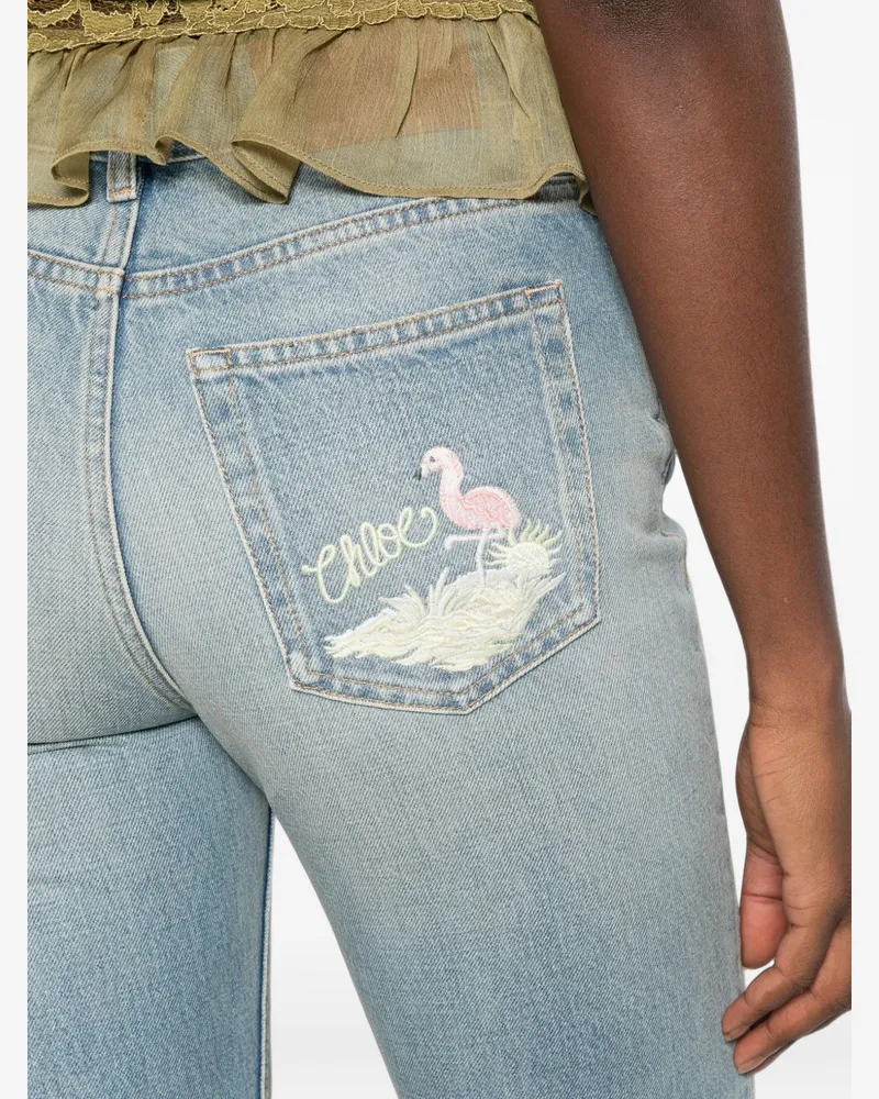 Chloé Flared Light-Wash Jeans — Light Blue Light