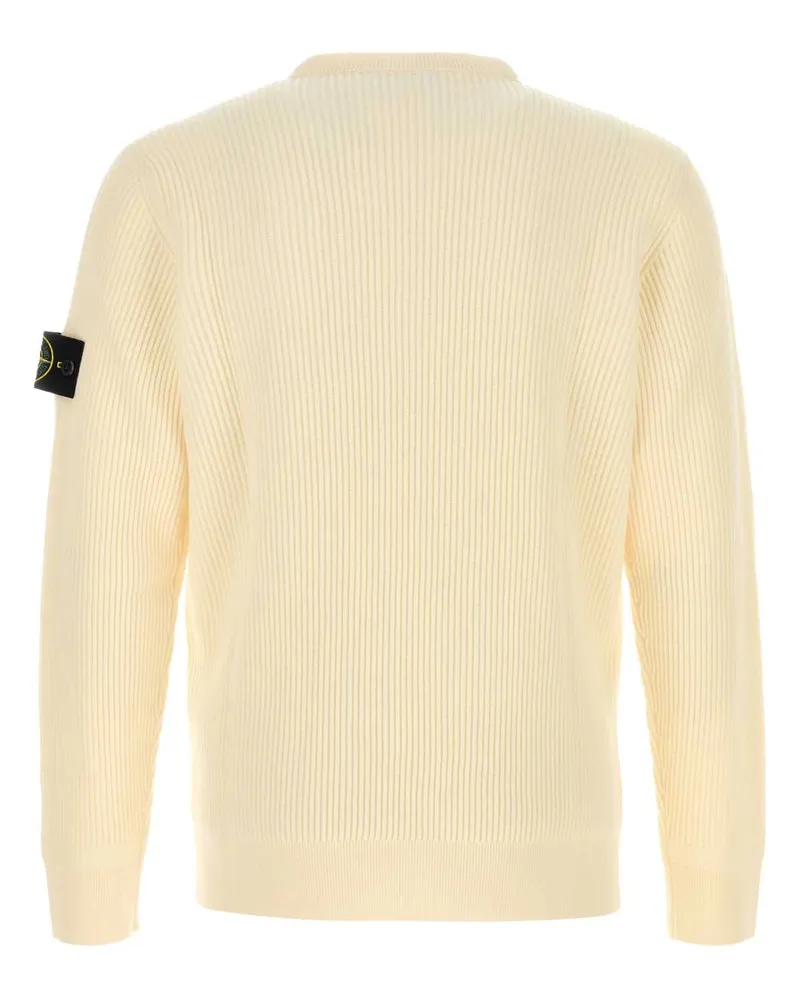 Stone Island Men's Cream Wool Sweater Ivory Exterior: Virgin Maglieria Ivory