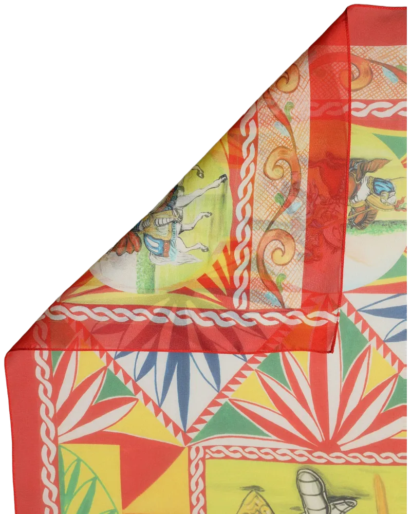 Dolce & Gabbana Carretto Print Silk Scarf — Multicolor Multicolor