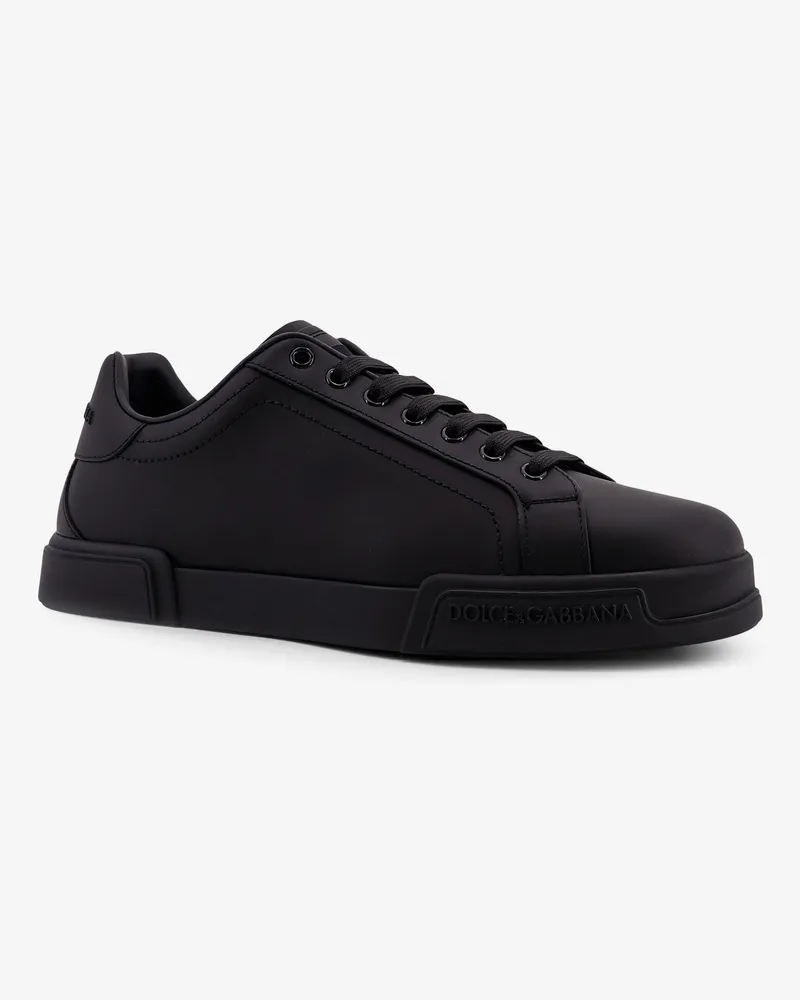 Dolce & Gabbana Men's Leather Sneakers Portofino Black Trainers Black