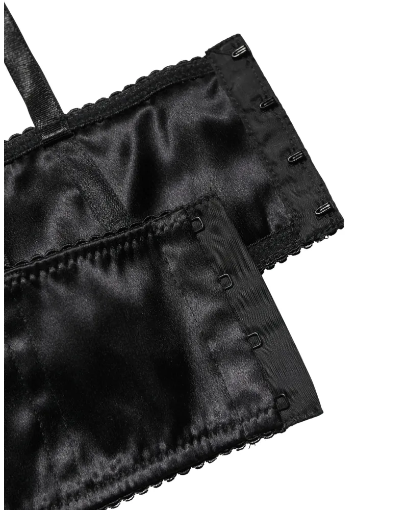 Dolce & Gabbana Women Black Semi-Pad Underwire Balconette Bra Underwear Elastane Silk Clothing Black