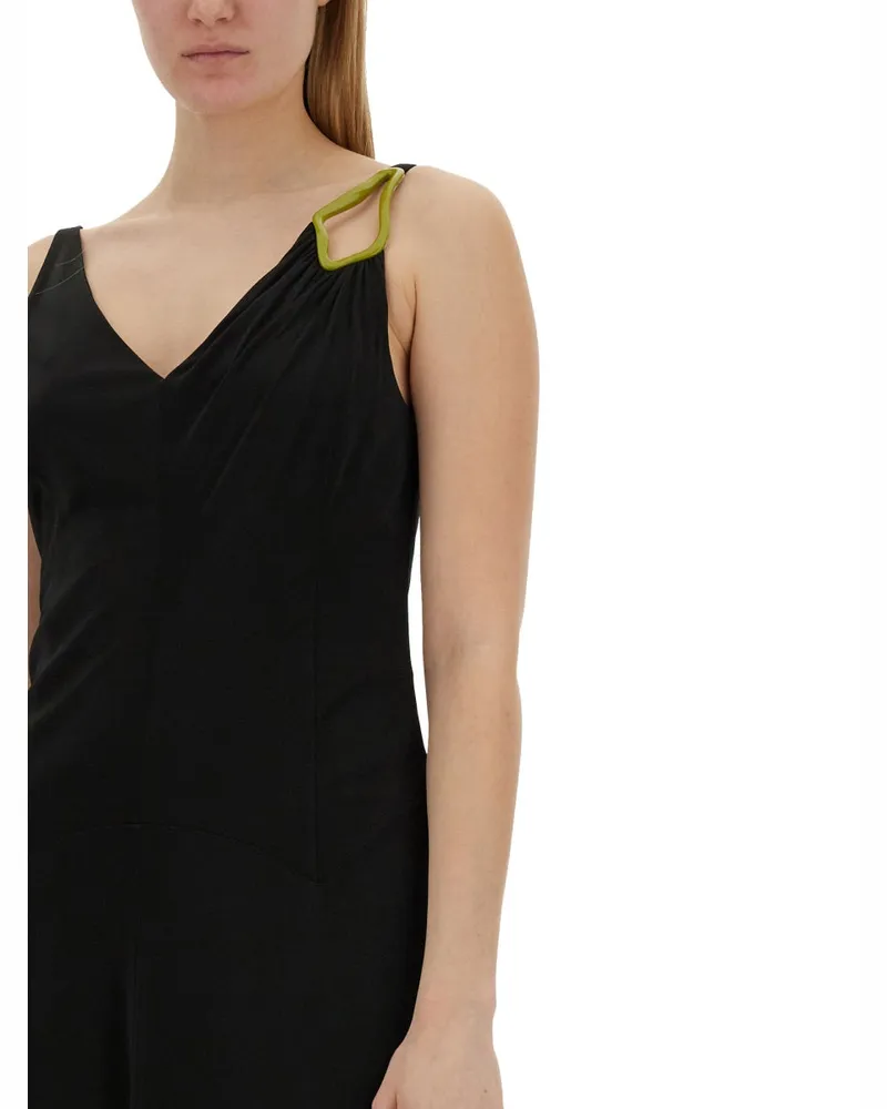 Lanvin 100% Viscose Midi Dress — Black Black