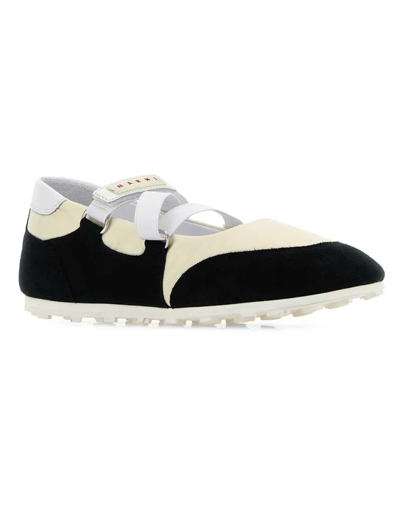 Marni Women's Two-Tone Suede And Fabric Ballerinas Lilywhiteblack Ballerine Flat Shoes Multicolor