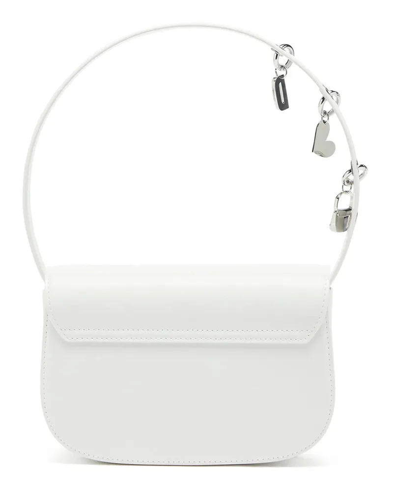 Diesel Women's Leather Shoulder Bag 1dr Charms White Bovine White