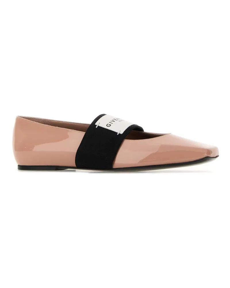 Givenchy Women's Pink Leather Squared Ballerinas Deeepred Ballerine Flat Shoes Pink