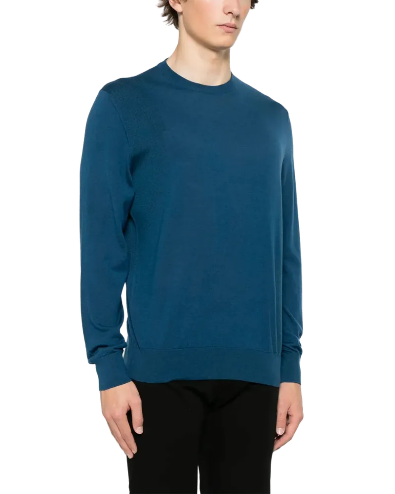 Stefano Ricci Men's Fine-Knit Sweater Ss25 M Blue