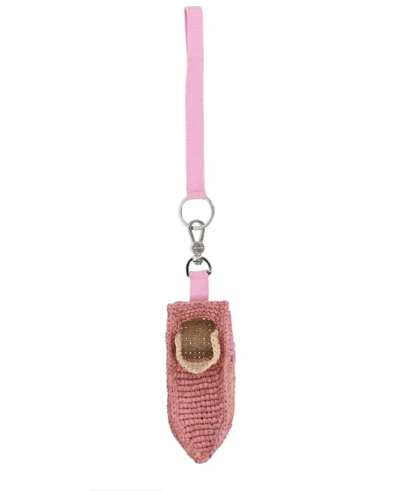Patou Women's Bag Charm Boat Pink Raffia Accessories Pink