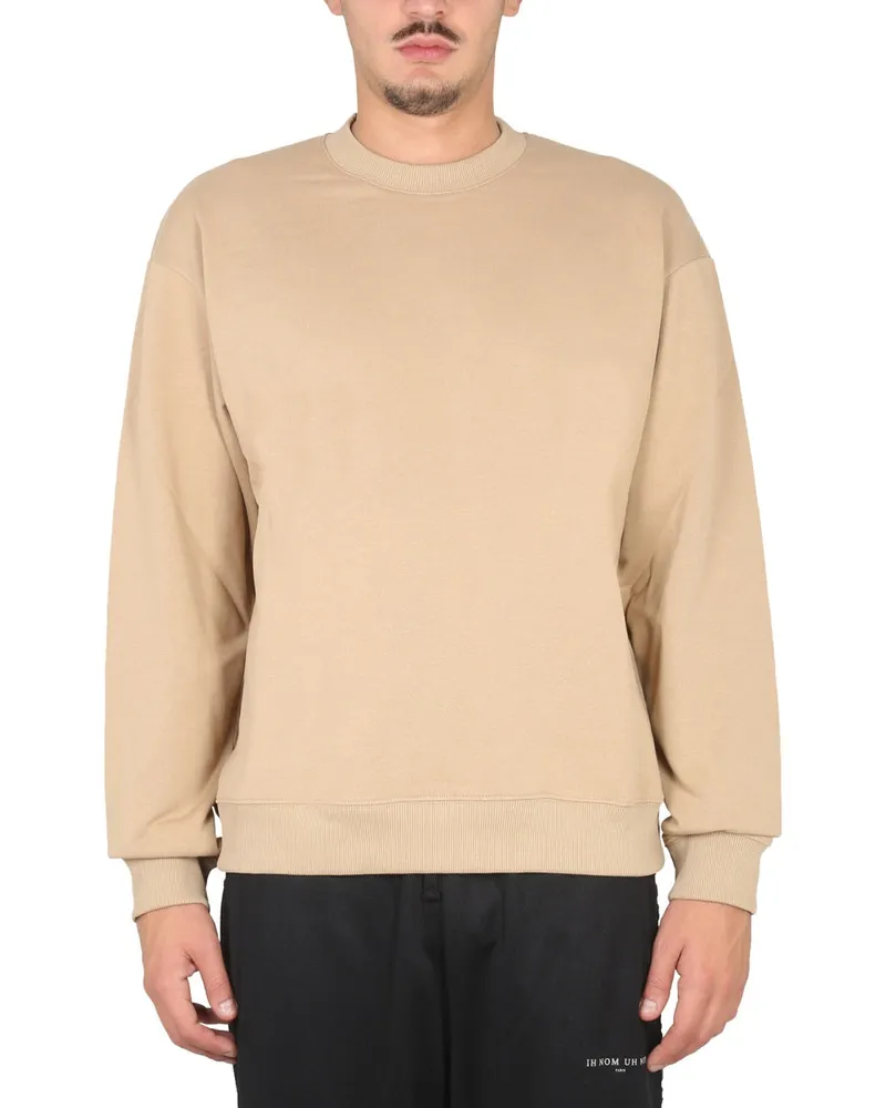 IH NOM UH NIT Logo-Print Crewneck Sweatshirt — Beige Beige