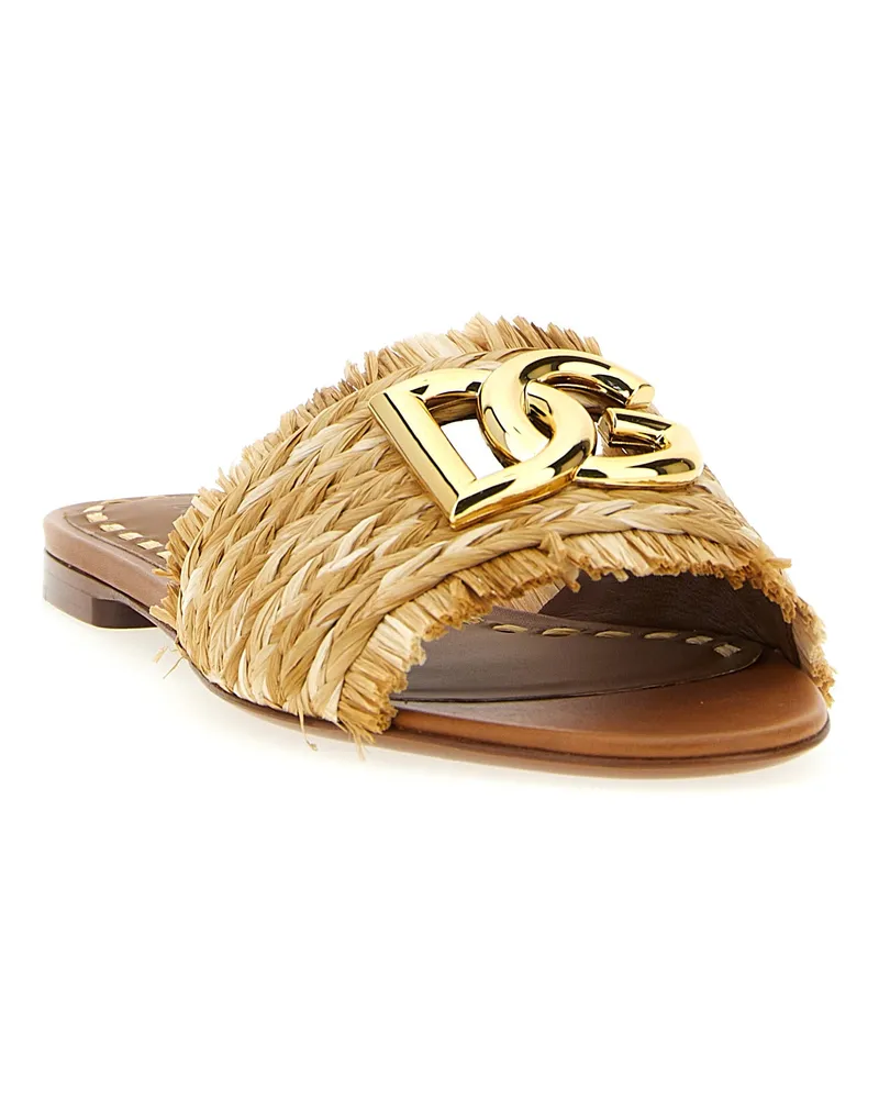 Dolce & Gabbana Women's Brown Raffia Slides Shoe Brown