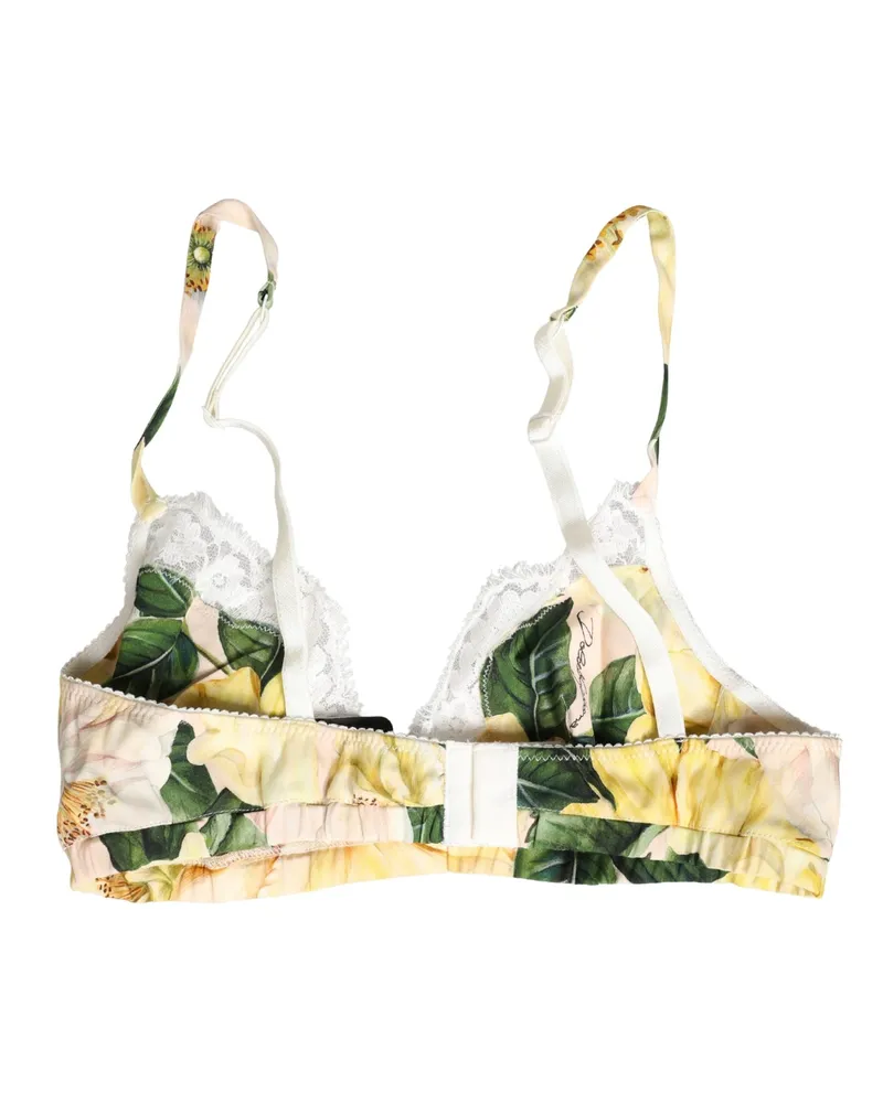 Dolce & Gabbana Women's Multicolor Floral Print Soft Cup Bra Underwear Cotton Elastane Nylon Silk Clothing Multicolor