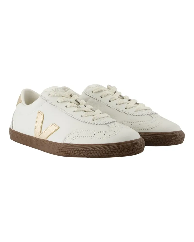 VEJA Women's Volley Sneakers -  Leather Beige Calfskin Shoes Beige