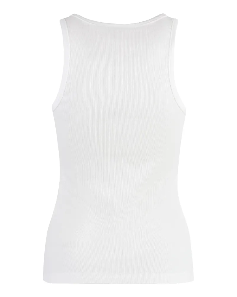 Ganni Women's Ribbed Cotton Tank Top White Vests & Tops White