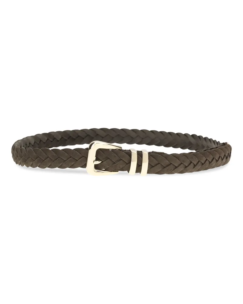Brunello Cucinelli Men's Belt Woven Calf Leather Brown Brown