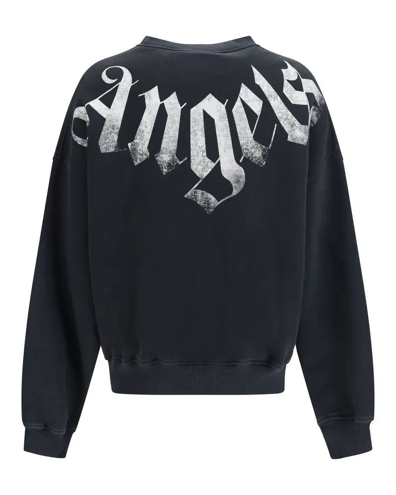 Palm Angels Men's Big Neck Logo Sweatshirt Black-Off White Cotton Sweatshirts Sweater Black