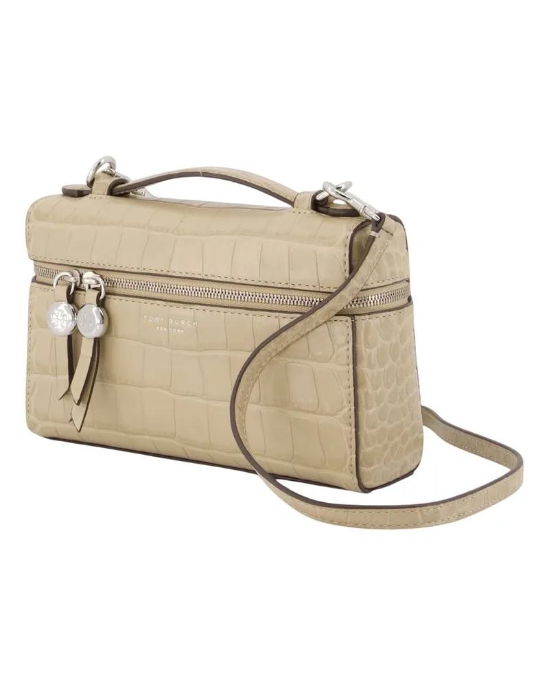 Tory Burch Women's Romy Slim Top Handle Purse Leather Beige Calfskin Bags Handbags-purses Beige