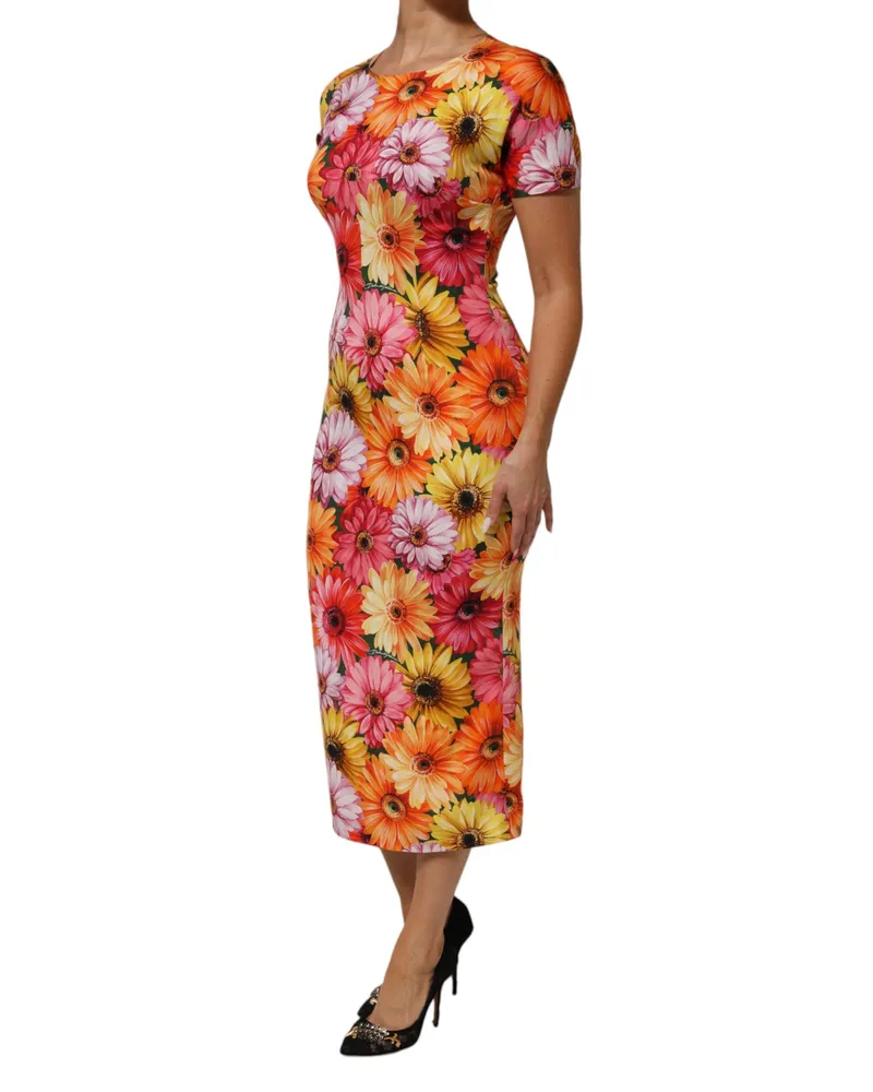 Dolce & Gabbana Floral Print Silk Dress — Multicolor Multicolor