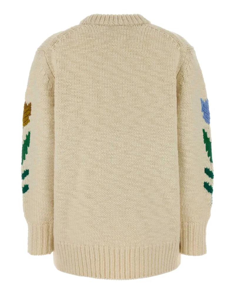 Chloé Floral-Intarsia Virgin Wool Sweater — Beige Beige