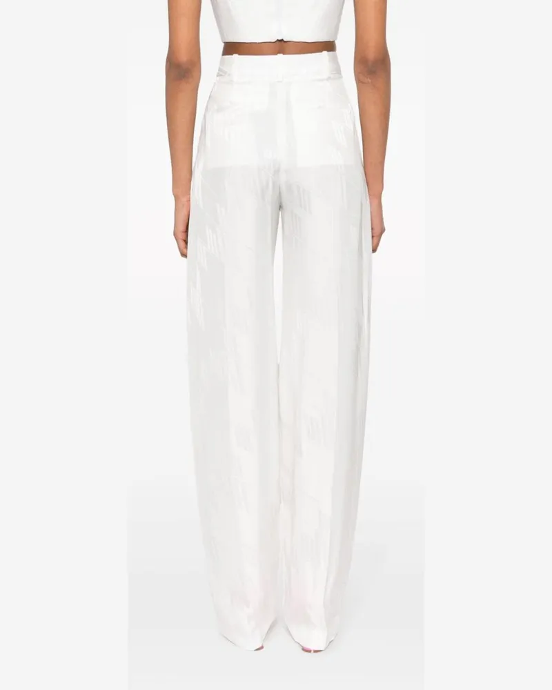 ATTICO Logo Jacquard Satin Trousers — White White