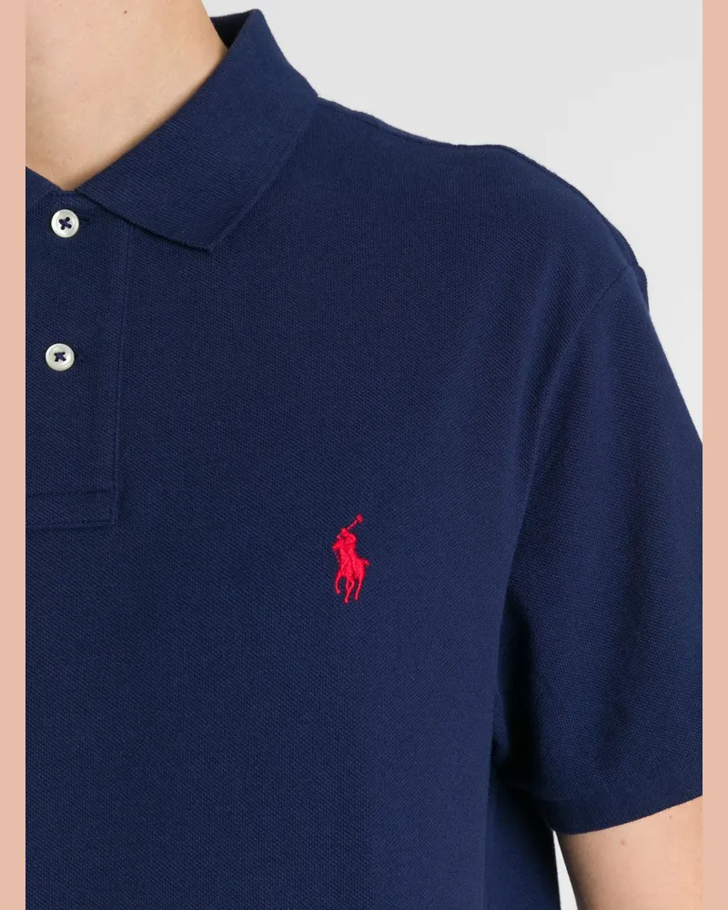 Ralph Lauren Men's Polo Shirt Slim Fit Blue Cotton T-Shirts And Polos 
