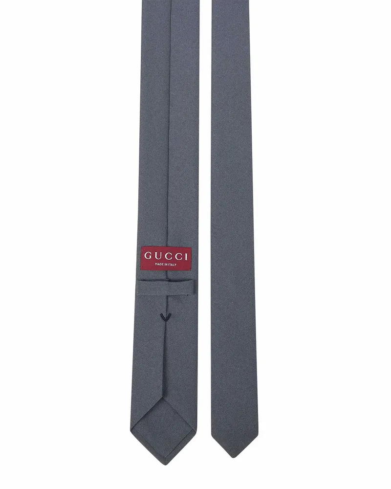 Gucci Men's Grey Crepe-Effect Fabric Slim Tie Polyester Ties & Bow Gray