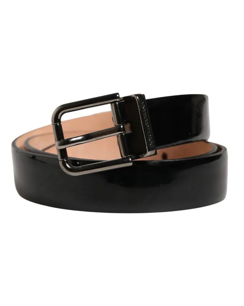 Dolce & Gabbana Men Black Classic Leather Metal Buckle Belt Calf Black