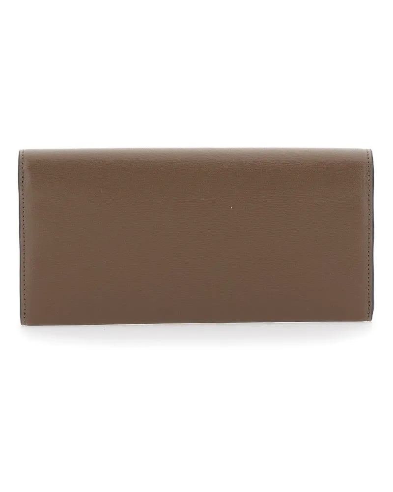 Totême Women's Leather Wallet With T-Lock Closure Beige Beige