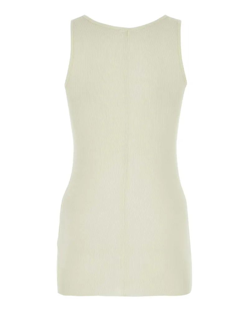 AMI Paris Women's Ivory Viscose Blend Tank Top Exterior: Nylon Maglie White