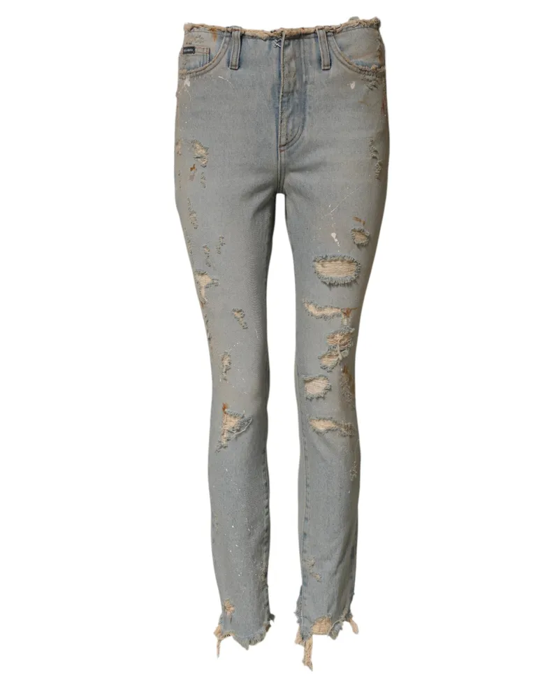 Dolce & Gabbana Women Light Blue High Waist Skinny Denim Jeans Cotton Elastane Clothing Blue