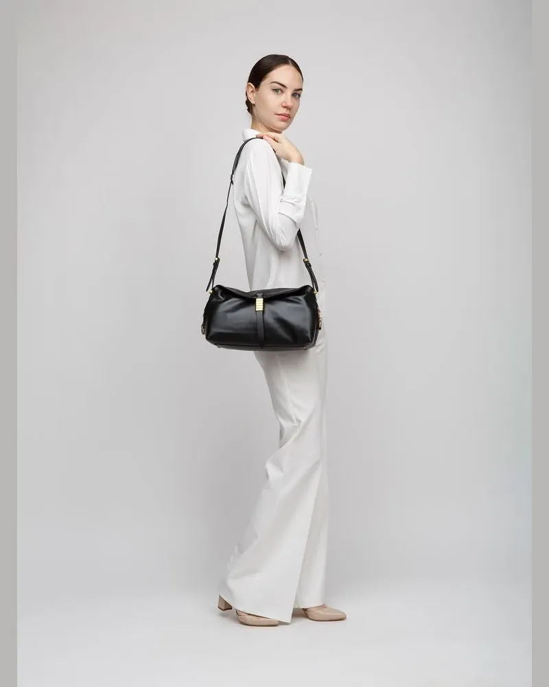 Pinko Women's Shoulder Bag Black Goat Leather - Shoulder-Bags Black