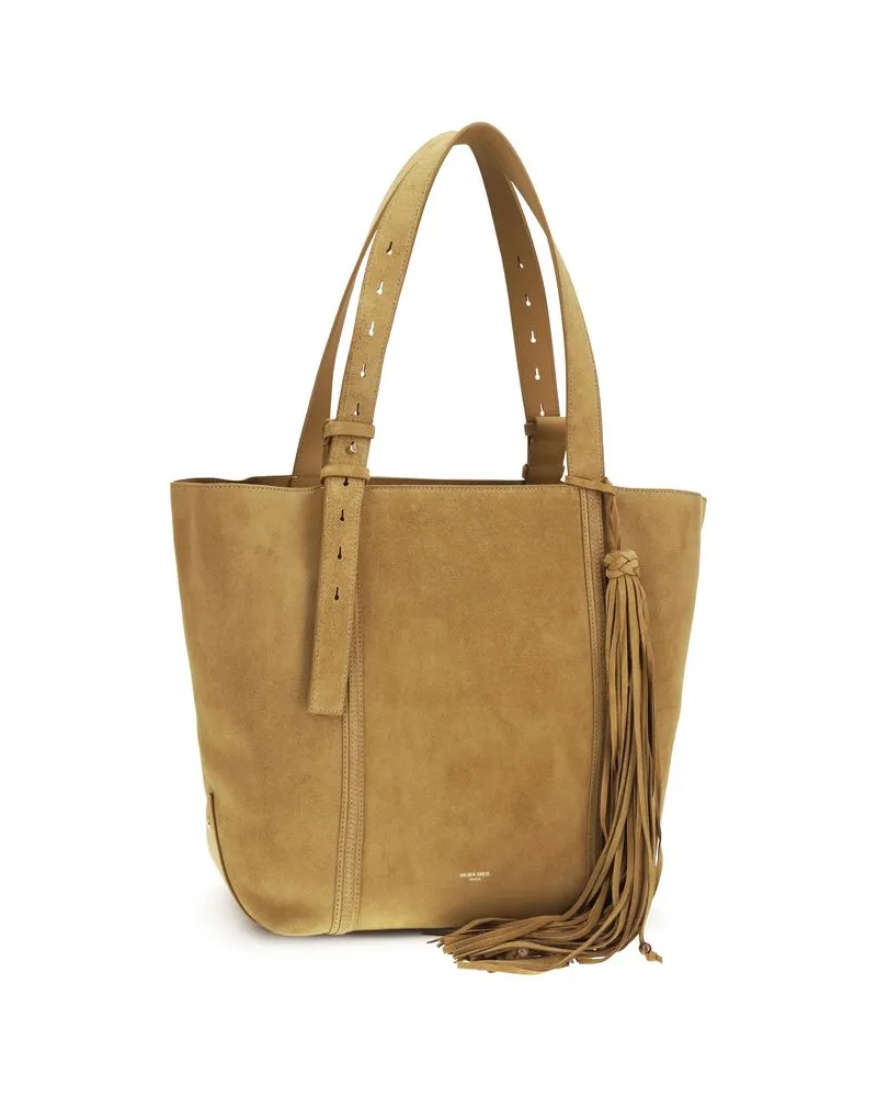 Golden Goose Women's Beige Calf Leather Bos Taurus Shoulder Bag Beige