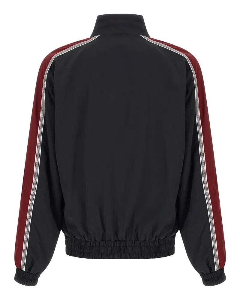 Versace Craquelé-Effect Nylon with Medusa Zip Jacket — Black Black