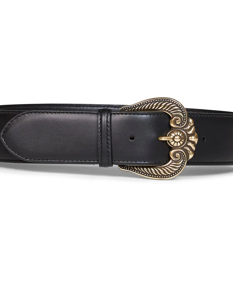 Etro Women's Leather Belt With Paisley Buckle Black Calf Black