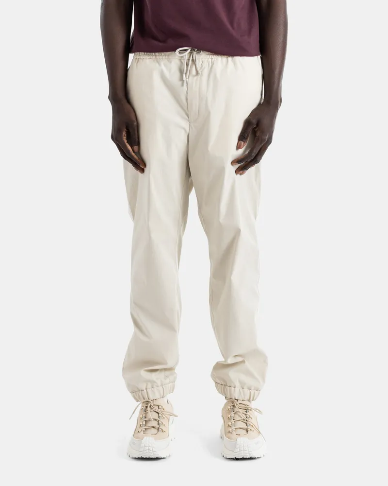 Moncler Men's Ivory Cream Nylon Elasticated Jogger Trousers With Drawstring White White