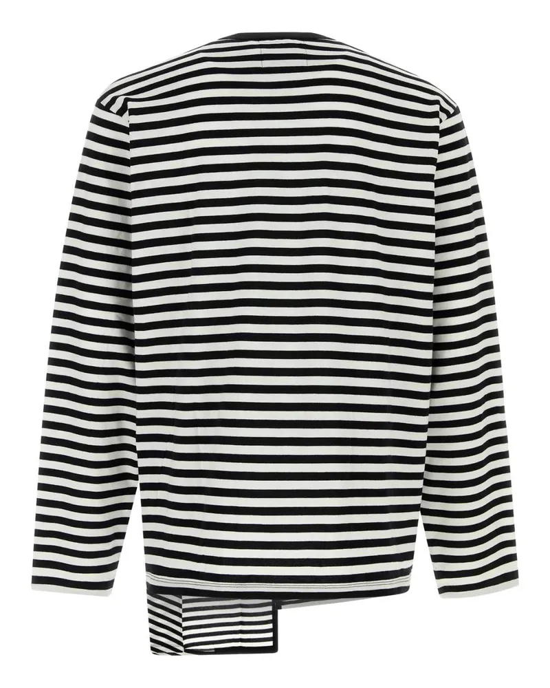 Yohji Yamamoto Men's Embroidered Cotton T-Shirt Whtxblk Exterior Multicolor