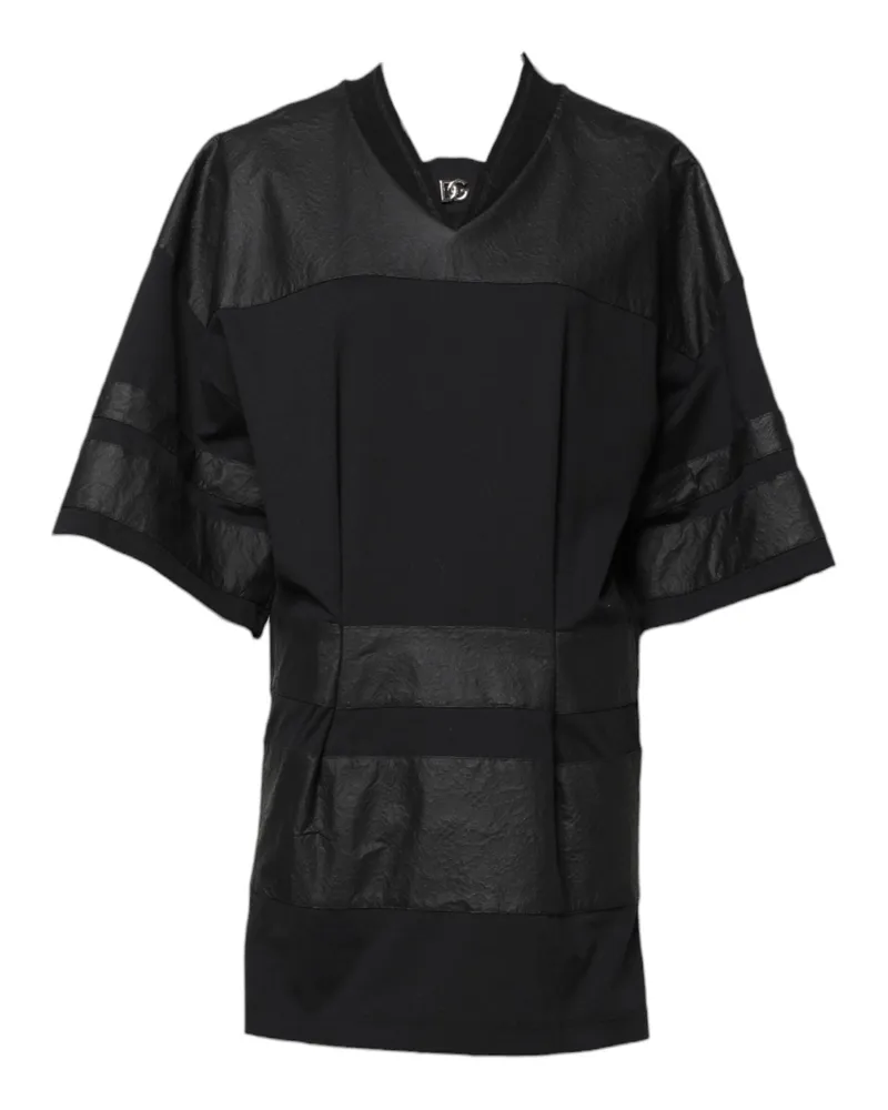 Dolce & Gabbana Women Black Cotton Short Sleeves V-Neck T-Shirt Nylon Elastane Black