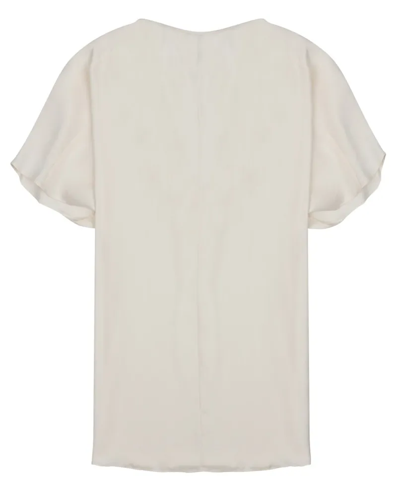 ALYSI Silk Twill Blouse — Ivory Ivory